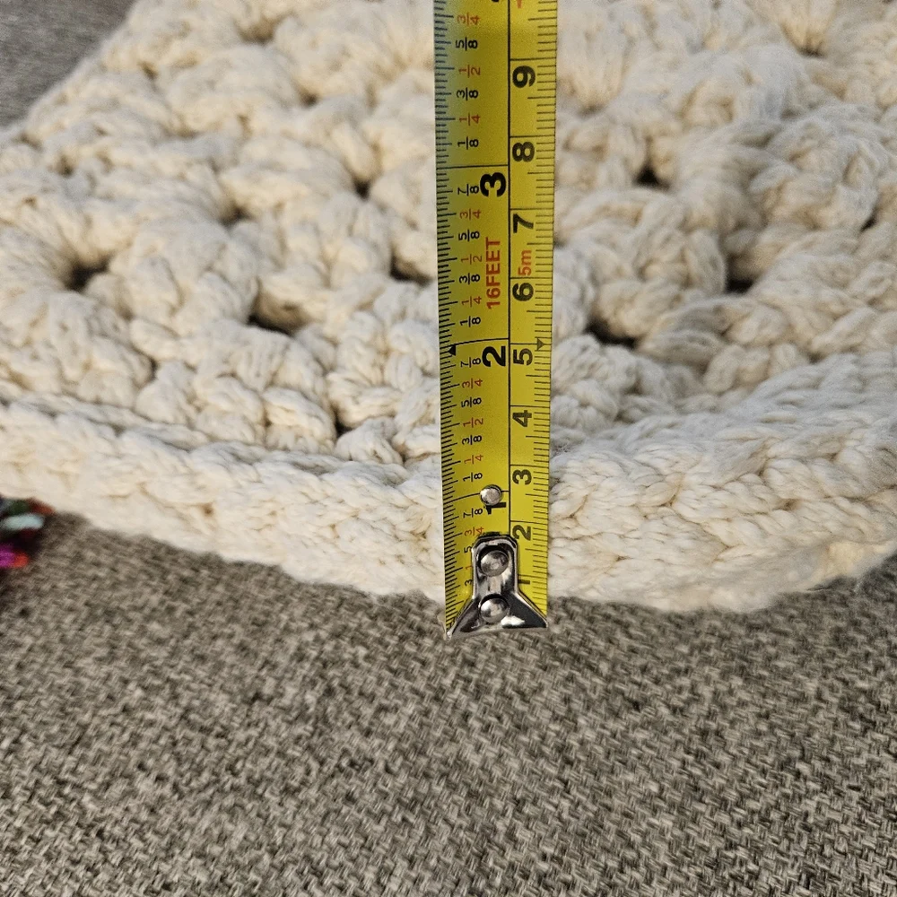 Festival Vintage Crochet Crossbody  Handbag Boho Off White Multicolor Strap - Picture 11 of 12